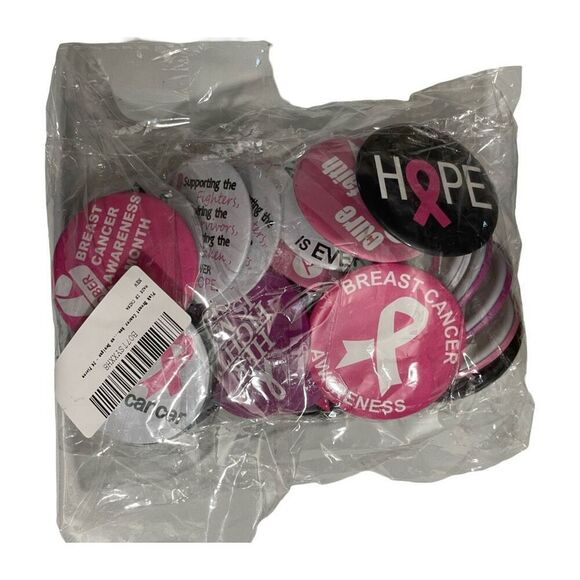BREAST CANCER AWARENESS Accessories Bundle Set, 34 Ribbons/ 24 Buttons - Picture 5 of 9